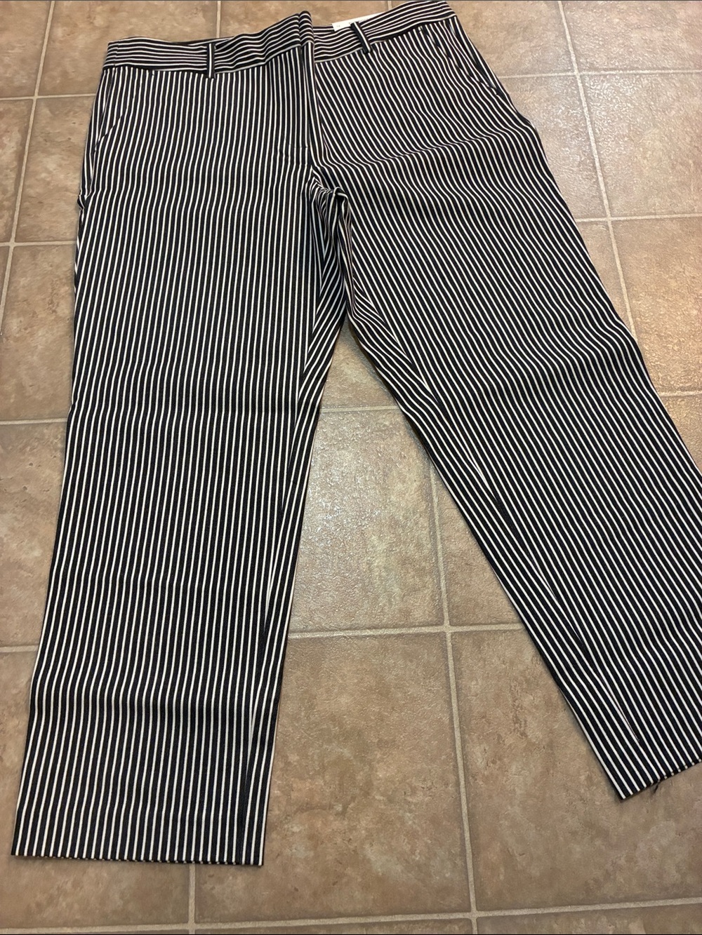 LOFT Black and White Vertical Stripe Pants The Riviera Slim